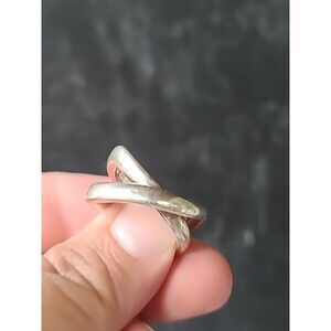 925 Sterling Silver Criss Cross Ring Vintage, SIZE US 7